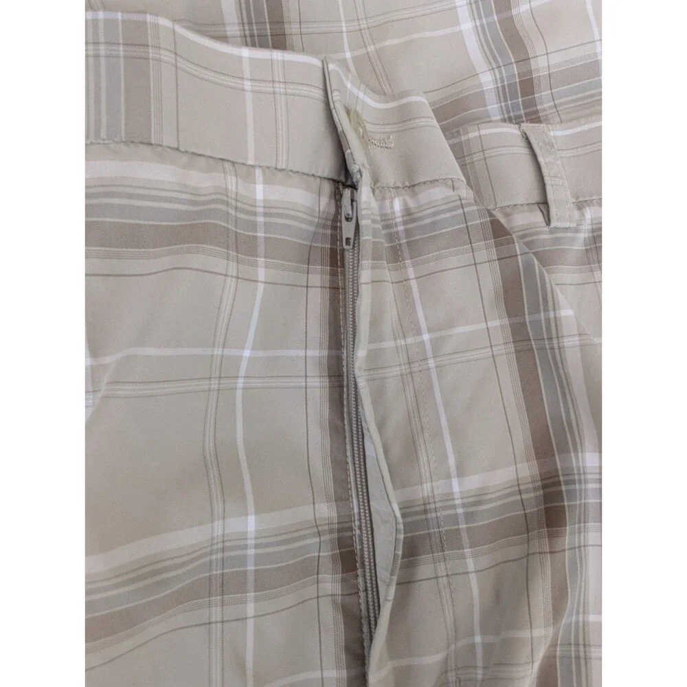 Ben Hogan Performance Shorts Men's Size 36 Beige Plaid Pockets Athleisure Golf